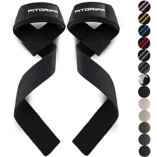 Fitgriff® Zughilfen (gepolstert) für Krafttraining, Bodybuilding, Fitness - Kreuzheben Gurte - Lifting Straps - für Frauen und Männer (Full Black)