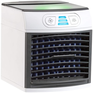 Sichler Haushaltsgeräte 2in1-Tisch-Luftkühler und -Luftbefeuchter, Ultraschall-Vernebler, LEDs