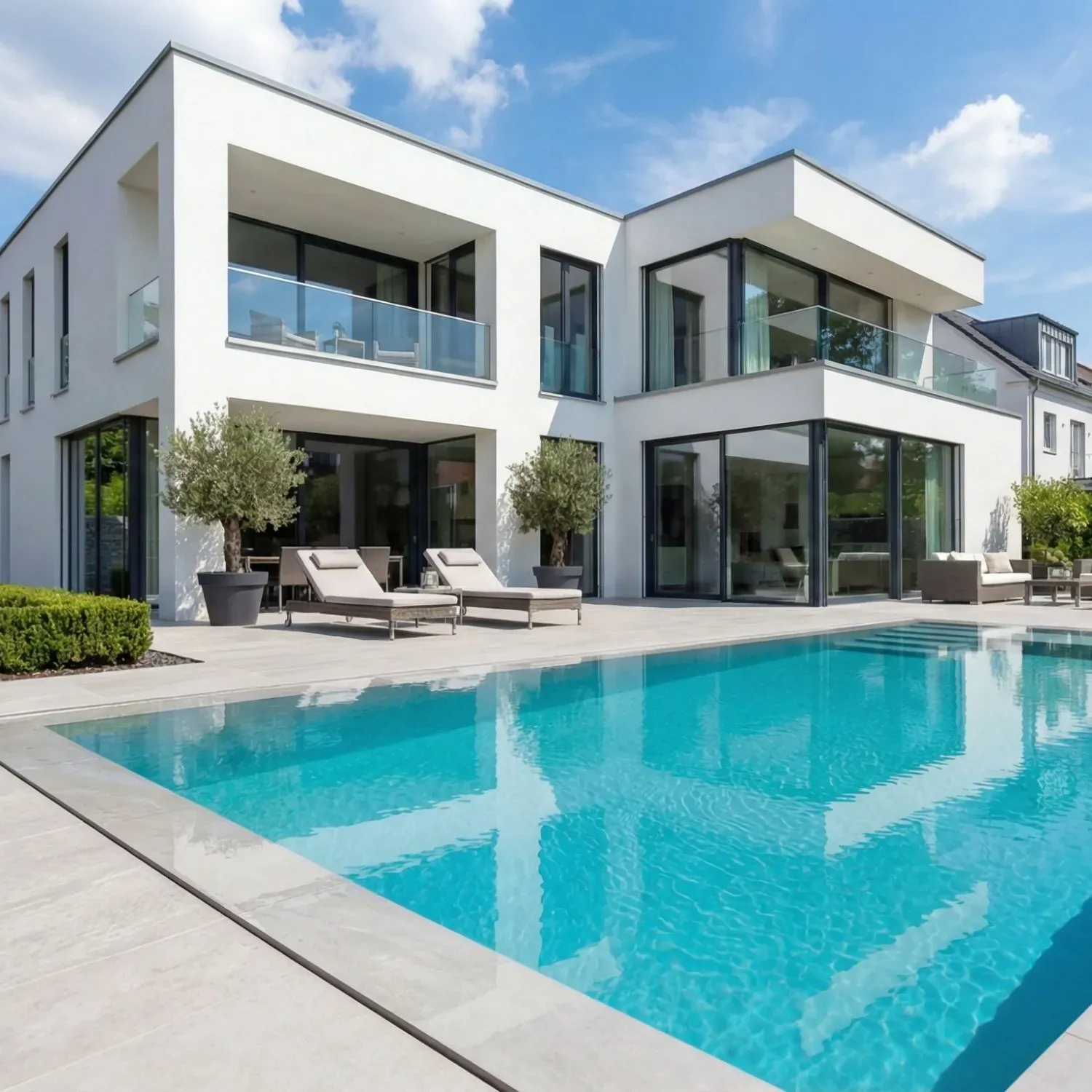 Pool Komplettangebot Infinity ONE mit Überlauf-Fertigpool und optionalem Unterflurrolladen