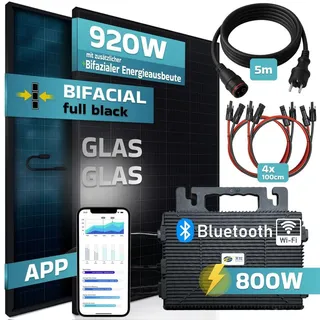 sunniva Balkonkraftwerk Full Black Bifacial 800W inkl. Eco Flow Wechselrichter + 2 x 460W Solarpanels