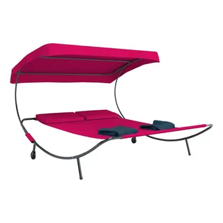 VCM Bindox Doppel-Gartenliege 200 x 180 x 137 cm rot inkl. Sonnendach