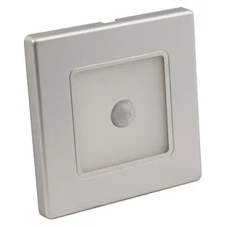 McShine LED Wand Einbauleuchte silber eckig mit Bewegungsmelder LWE-86WB 2W, 100lm warmweiß 230V