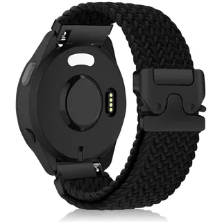 KeHowy 20mm Nylon Armband für Garmin Forerunner 165/165 Music/570 42mm/245/645 music/70/170 Music 43mm, Geflochtenes Ersatzarmband für Garmin Vivoactive 6/5/Approach S50/S44/Venu Sq 2 - Schwarz