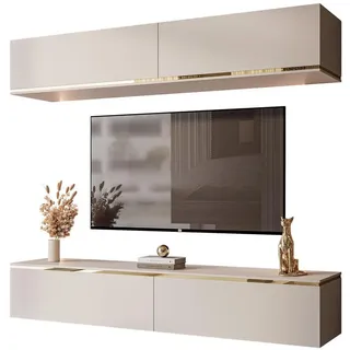 lookway Wohnwand, Kaschmir, Uni, Rechteckig, 180x32x40 cm, Wohnzimmer, Wohnwände, Anbauwände