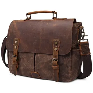 OKWISH Henkeltasche Umhängetasche Handtasche Leder Canvas Tragetasche Aktentasche Tasche (Schultertasche Arbeitstasche Messenger-Tasche Top Griff Schultergurt, Ledertasche, Unitasche, Bürotasche, Freizeittasche, luxuriös, Vintage), Herren Frauen Jungen Freizeit Arbeit Business Schule Büro Reisen usw braun