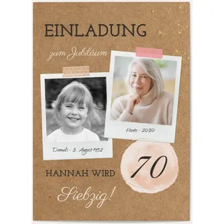 70. Geburtstag Einladungen Rosa online gestalten und bestellen - Kindheitserinnerungen 70 | Wunderkarten.de