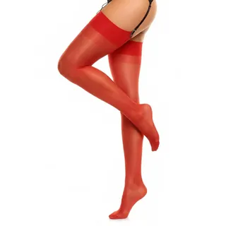 Glamory Damen Strapsstrümpfe Perfect 20 DEN, Rot (Rot), Large (Herstellergröße: L-(44-46))