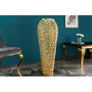 riess-ambiente Bodenvase ABSTRACT LEAF 90cm gold (Einzelartikel, 1 St), Wohnzimmer · Handmade · Metall · Gold-Design · XXL Deko · Schlafzimmer goldfarben 34 cm x 92 cm x 34 cm