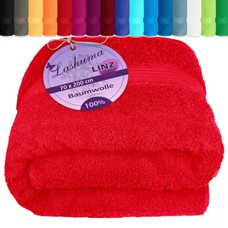 Lashuma Saunatuch Herren 70x200 cm, Linz Badehandtuch Baumwolle XXL, Saunahandtuch Scharlachrot für Spa, Wellness und Strand