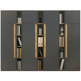 furn.design Center Aktenschrank 260 x 40 x 200 cm grau