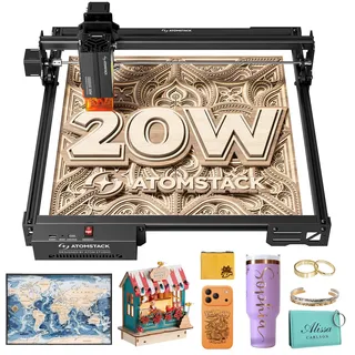 ATOMSTACK SWIFT A20 PRO V2 20W Laser Graviermaschine Gravurbereich:410×380 mm Laser Cutter Hochpräzisions-Laserschneider für Personalisierte Geschenke Holz Acryl Leder (SWIFT A20 PRO V2 20W Schwarz)