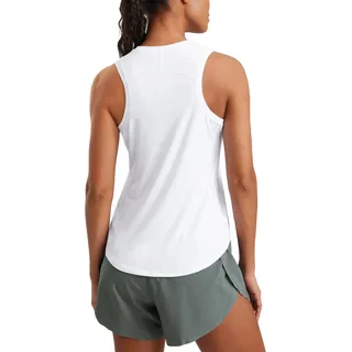 CRZ YOGA Damen Sport Tank Top Racerback Ärmelloses Yoga Oberteile Sommer Fitness Tops Gym Leichte Sporttop Weiss 36 - 36