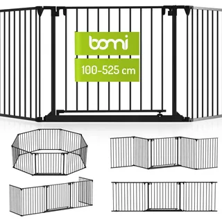 Bomi Milo bis 525 cm | 90° Feststellfunktion | Schließt automatisch | Türgitter Baby Weiß | Schwarz