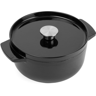 KitchenAid Cast Iron 22cm/3,3L Kasserolle mit Deckel, Hochwertig, Robust & Langlebig, Anbraten, Bräunen,Braten,PFAS-freie Emaille Innenseite,Induktion,Ergonomischer Griff,Ofenfest bis 260°C,Onyx Black