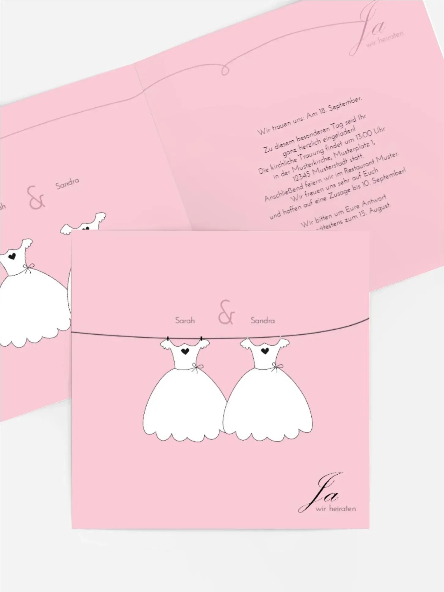 Einladungen zur Hochzeit selbst gestalten mit Spruch und Fotos im Onlinedesigner bei Meine-Kartenmanufaktur.de