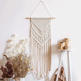 Herbests Große Makramee Wandbehang Boho Deko Tapisserie Gewebte Haus Dekoration Handgefertigte Baumwolle Boho Raumdekoration Natürliches Treibholz Böhmisches Wanddekor Makramee Wandteppich Beige