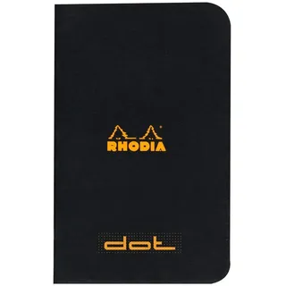 Rhodia 119155C - Notizheft Classic 7,5 x12 cm, 24 Blatt, dot, Clairefontaine Papier weiß 80g, Schwarz, 1 Stück
