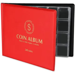 MUROAD 240 Münzalbum, Euromünzen Sammelalbum für Münzen, Buchalbum Collection, Münzhalter