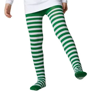 dressforfun 900845 Kinder Strumpfhose grün weiß gestreift für Mädchen und Jungen, elastisch - Diverse Größen - (110-128 | Nr. 303439) - 110