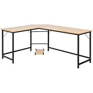 Costway Schreibtisch L-Form 168 x 125 x 74 cm Natur