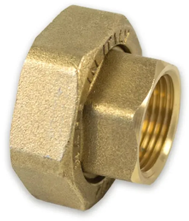 Messing Gewinde-Fitting Schaft flachdichtend mit Kappe für Rundelemente (Ausführung: 3/4''IG - 1 1/4''IG)