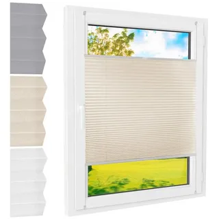 Foxx Plissee Klemmfix [Creme, 45x140 cm] ohne Bohren für Tür & Fenster, Faltrollo mit einfacher Montage/Bietet optimalen Sichtschutz und Privatsphäre, idealer Sonnenschutz