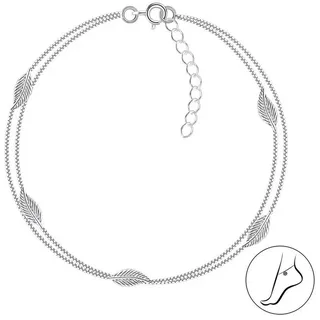 Monkimau Fußkette mit Anhänger Blätter Fußkettchen 925 Silber