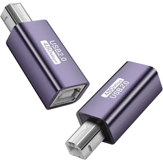 GELRHONR USB 2,0 Typ-B Drucker Adapter, USB B Drucker Adapter Stecker auf Buchse Druck und Datenverlängerung Konverter, für Drucker, Scanner, Mobile HDD und More-2Pack (USB Type B Male)