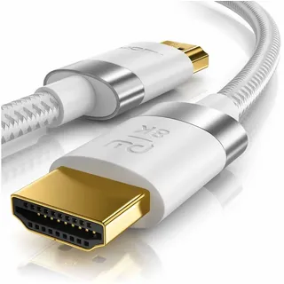 Primewire - 3m High Speed 8K HDMI Kabel 2.1, Ethernet ARC 3D 4K Ultra HD 7680x4320 @ 120 Hz HDTV Full HD, Weiß/Silber