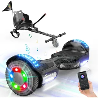 Hoverboard mit Sitz 6,5"-Bluetooth-LED Beleuchtung-4Ah Akku-für Kinder-XP9 schwarz 40-66 cm