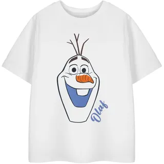 Disney Frozen Olaf Mädchen T-Shirt | Schneemann Weißes Kurzarm Grafik-Tee für Kinder | Prinzessinnen Geschichte Magisches Film Bekleidung Top | Film Cartoon Merchandise Geschenk - 3-4 Jahre