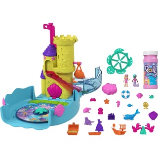 Polly Pocket HHH51 - Blubber Aquarium, Unterwasserthema, 2 Seifenblasenfunktionen, Pool, Polly & Meerjungfrauenpuppe, Seifenblasenlösung, 18 Zubehörteile, Spielzeug Geschenk für Kinder ab 4 Jahren