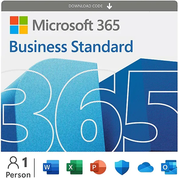 Microsoft 365 Business Standard, 12 Monate für 1 Nutzer (5 Geräte), Download Code - [Multiplattform]