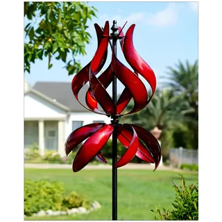 Cyan Oasis Yard Garden Windspiel – Große Tulpe Outdoor Metall Windspiel mit Pfahl, Yard Art Rasen Garten Dekor (48,3 cm B x 221 cm H)