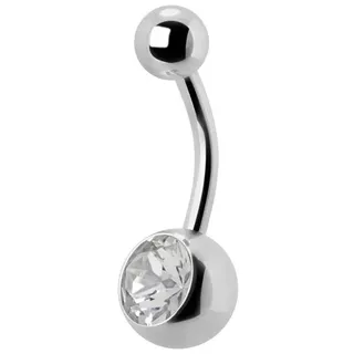 Drops Karisma Bauchnabel Piercing Titan G23 Banana 5/8mm Kugeln Kristall Stein - Weiss.TJBL.6mm