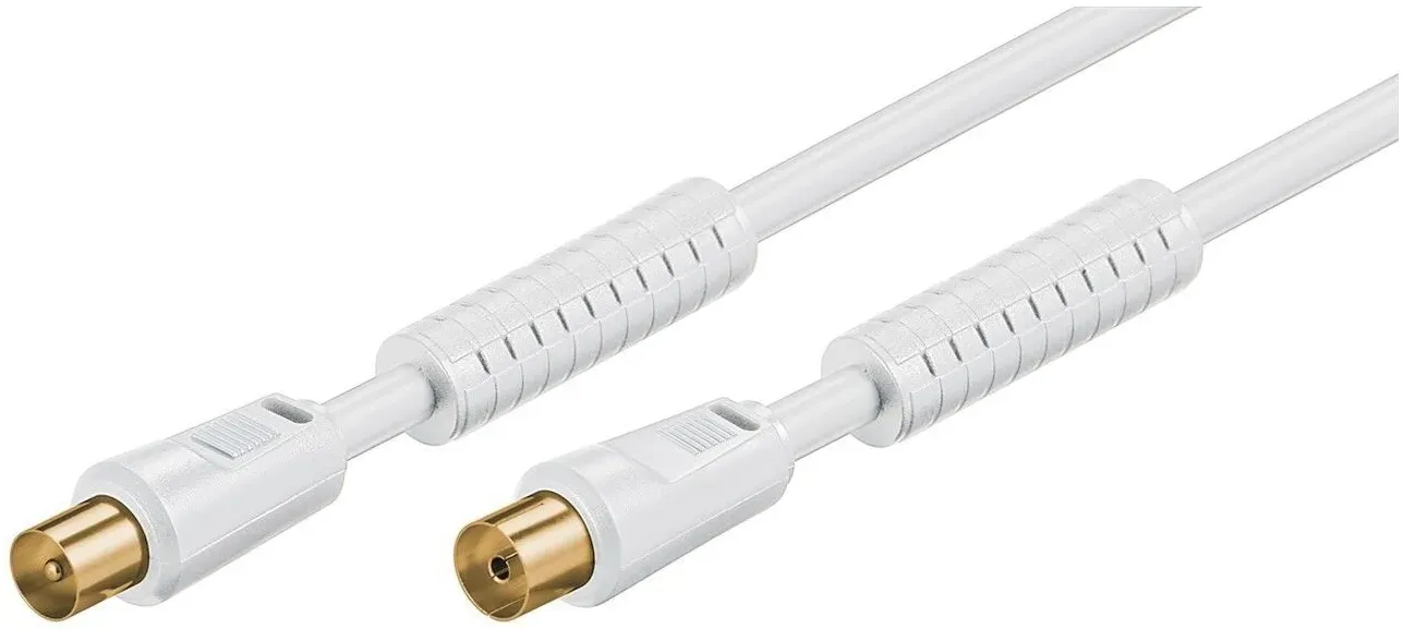 Goobay Antennenkabel 10,0 m, weiss, mit Ferrite (80 dB), 2x abgeschirmt
