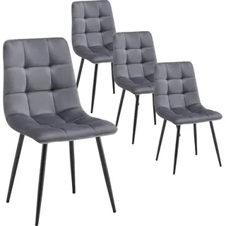 Deuline Esszimmerstühle Essstühle Samtbezug Polsterstuhl Esszimmer Stuhl Milano 4er-Set GRAU 521252