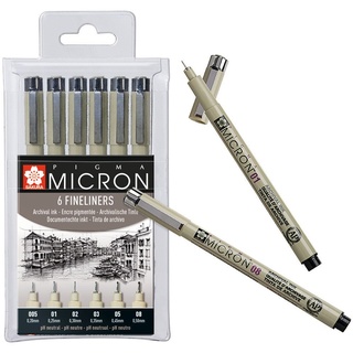 Sakura Pigma Micron Fineliner-Set schwarz, 6 St.