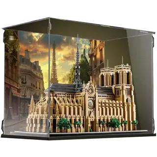 DANRUN Acryl-Vitrine Box kompatibel mit Lego 21061 Notre Dame Kathedrale in Paris Modell, transparent, rechteckig, Tischhalterung, 45,5 x 25,4 cm