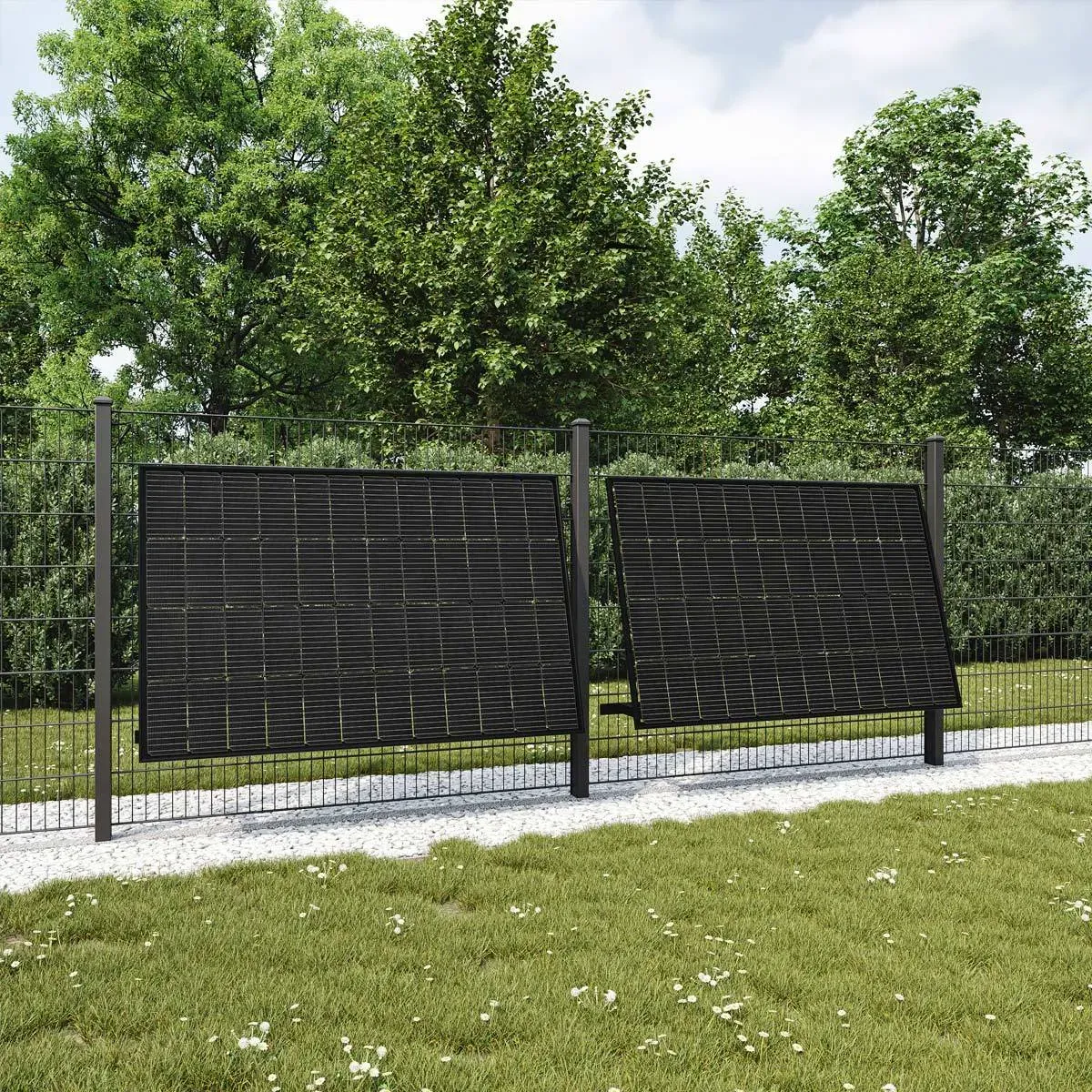 1600W PV-Zaun Anlage inkl. Halterung angewinkelt