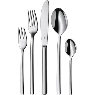 WMF Besteck-Set Miami in eleganter Optik, ergonomische Haptik, Wellenschliff-Messer (30-tlg), 6 Personen, Cromargan® Edelstahl Rostfrei 18/10, spülmaschinengeeignet, säuregeeignet, hochwertiger Besteckkasten silberfarben