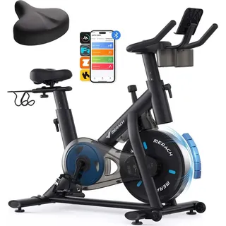 Merach Heimtrainer Fahrrad mit magnetischem Widerstand – leiser Ergometer mit lcd, App, Tablet-Halter, bis 136 kg