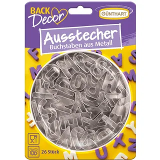 Günthart BackDecor Ausstecher Set Groß Buchstaben Alphabet aus Metall, 1er Set