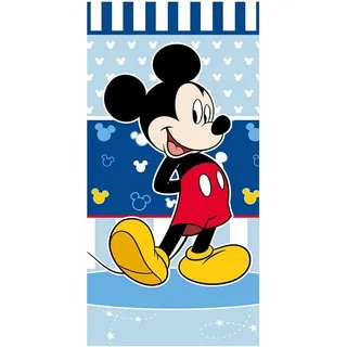 Jerry Fabrics Disney Mickey Maus Kinder Strandtuch Badetuch Blau-Weiß 70 x 140 cm 100% Baumwolle