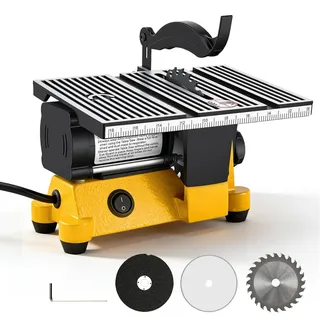 Eirolace Mini Tischkreissäge Mit 3 Klingen, Tischkreissäge Klein, 90w Multifunktionale Tragbare Präzisions DIY Miniatur Tischkreissägen, 4500rpm Tischsäge Für Handwerksarbeiten(A)