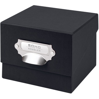 Rössler SOHO Foto Aufbewahrungsbox | Fotobox Aufbewahrungsbox mit Deckel | Organizer Box | Visitenkarten Aufbewahrung | Boxen Aufbewahrung | Storage Boxes | 17x15x13 cm | 1 Stück | Farbe: Schwarz
