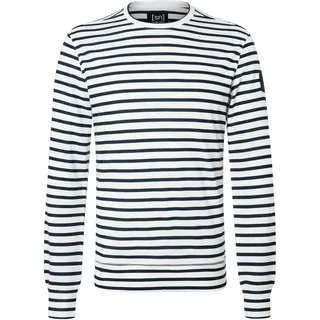 super.natural Herren Solution Stripe Bio Crew Longsleeve (Größe S, weiss)