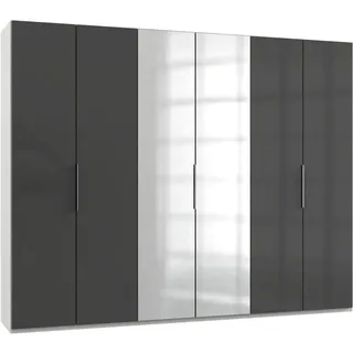 Level 300 x 236 x 58 cm weiß/Grauglas mit Glas- und Spiegeltüren