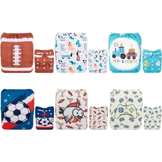 Alva Baby 6 Pack Tasche waschbar Verstellbare Stoffwindeln Windeln + 12 Einsätze 6DM05-DE
