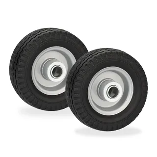 Relaxdays Rad für Roller, E-Scooter, 6x2, 2er Set, Vollgummi, Stahlfelge, Ersatzrad, pannensicher, 50 kg, schwarz/grau